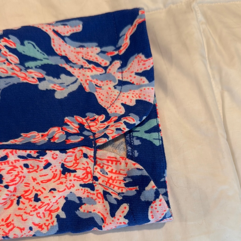 NWT Lilly Pulitzer Emora Knit Pant Coral Patterned Crop Length French Terry L - Picture 3 of 5